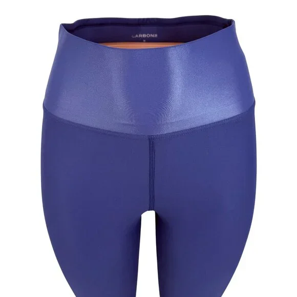 Carbon38 High Rise Full-Length Shine Glossy Blue High-Waist Activewear Leggings - Picture 5 of 16